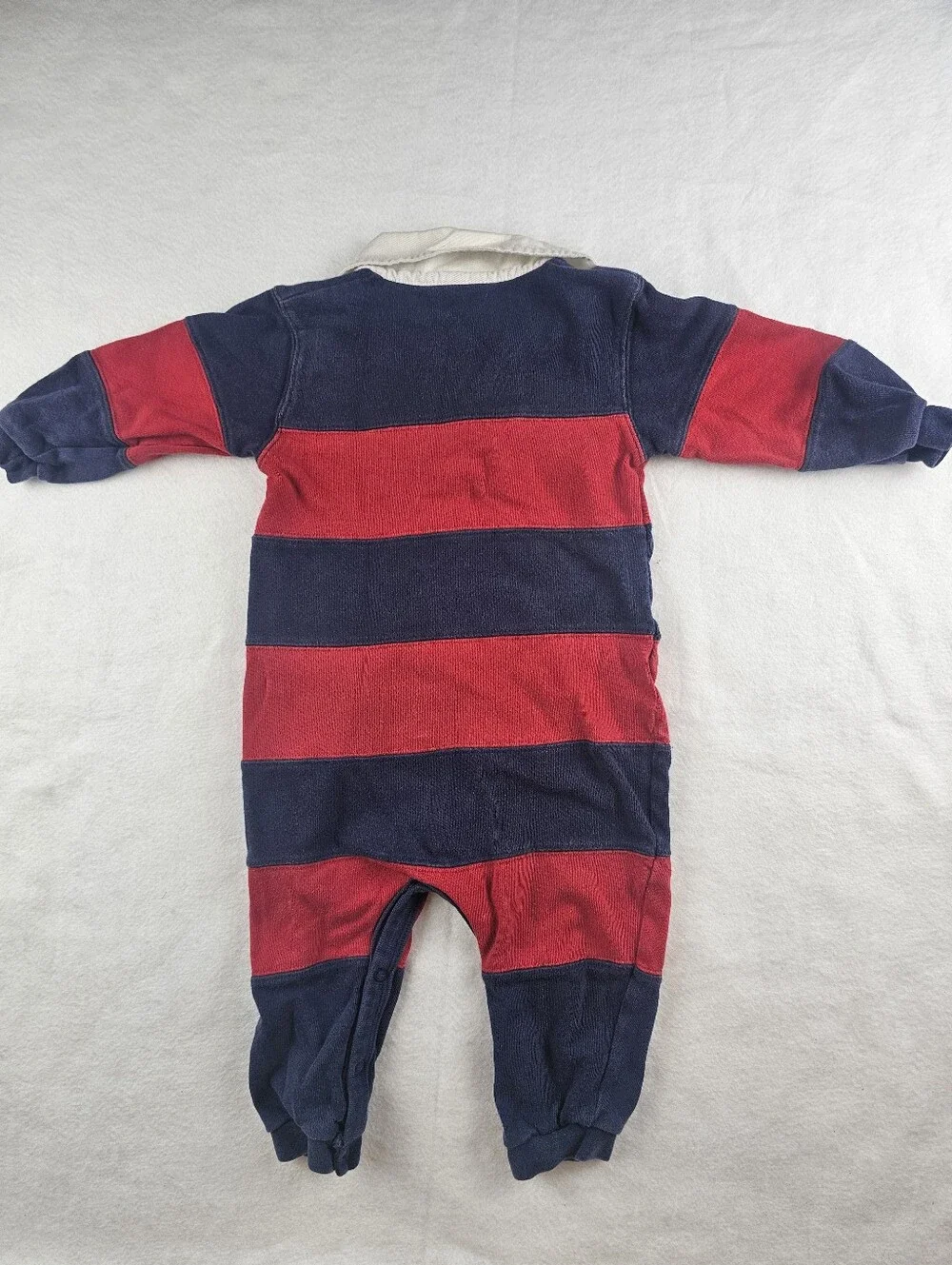Osh Kosh 18mos 1 Pc Romper Rugby Striped Jumper Collared Striped Vintage 90s Y2K